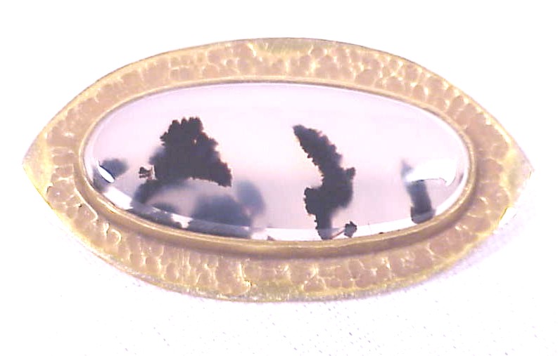Exquisite Antique  Moss Agate & Gold Pin