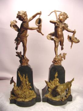 Beautiful Bronze Children Fishing,Hunting, Kowalczewski