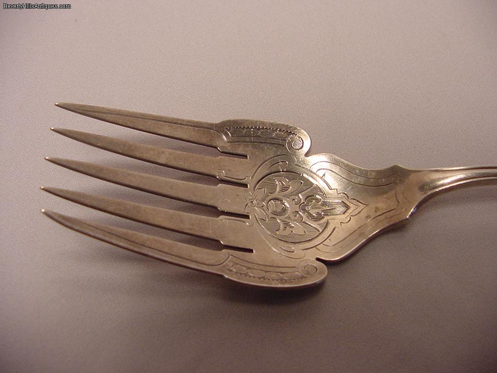 Large Antique Tiffany & Co Sterling Silver Serving Fork 1871 eBay