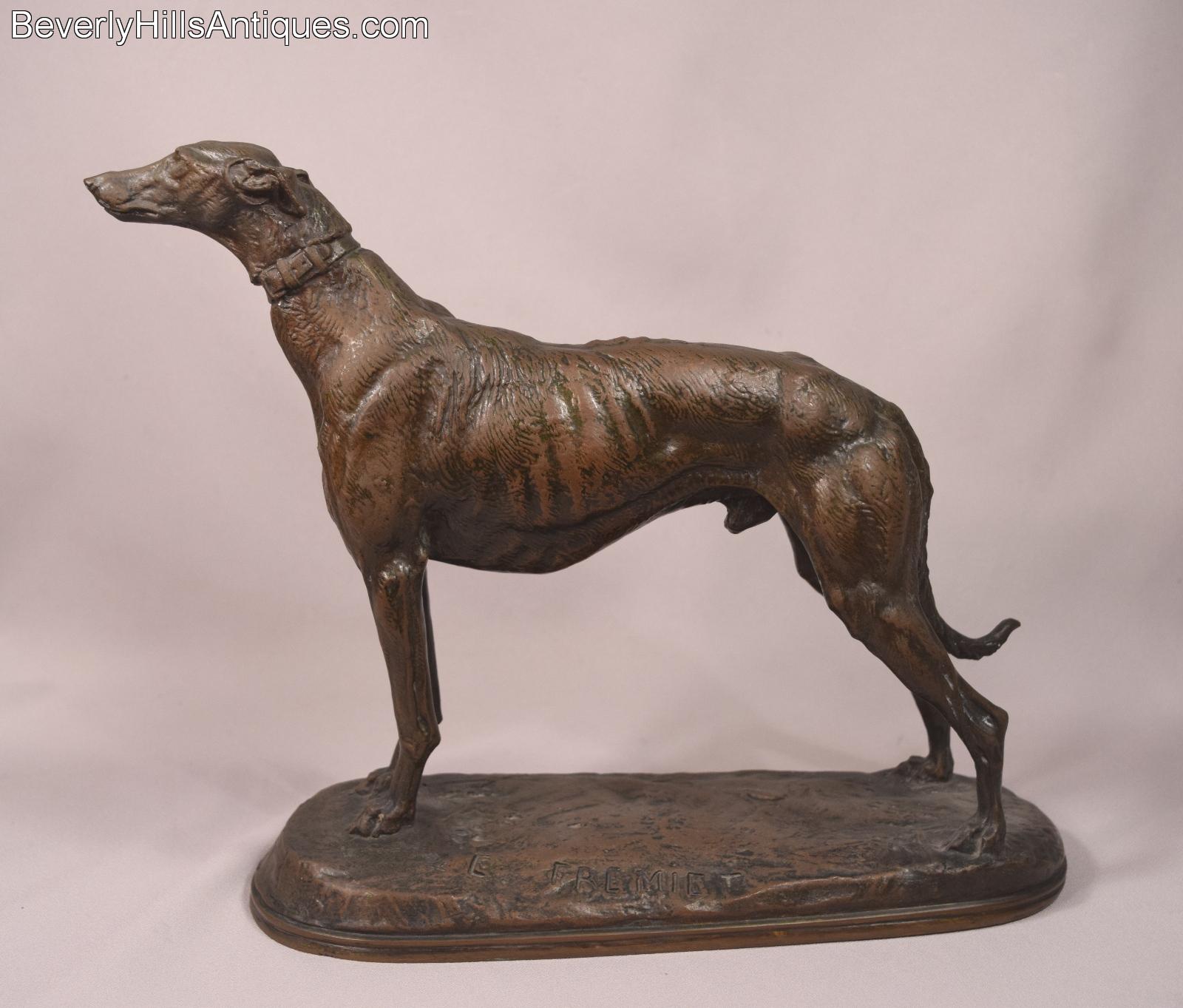 Bronzeskulptur Hund Windhund Bronze Skulptur Figur Greyhound Whippet Dog
